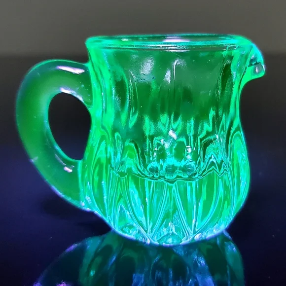 GLOWS Degenhart Aqua Blue Glass Mini Pitcher Toothpick Holder - Picture 1 of 12